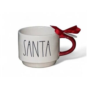 Rae Dunn Santa Mug‎ Red Handle Christmas Holiday Artisan Collection By Magenta